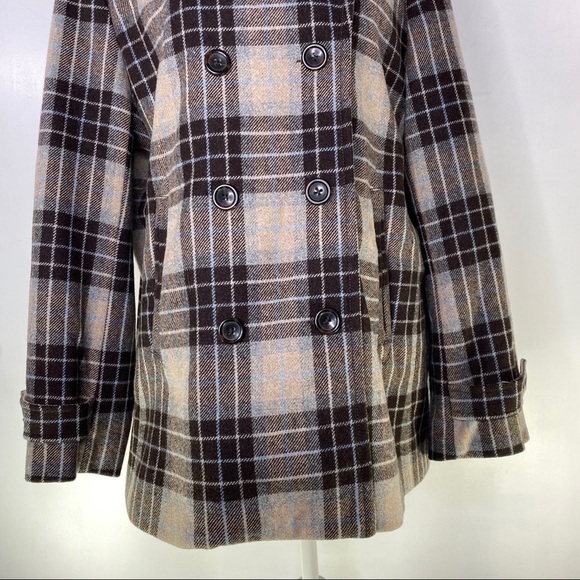 Lands End Wool Plaid Double Breasted Coat - Picture 4 of 16